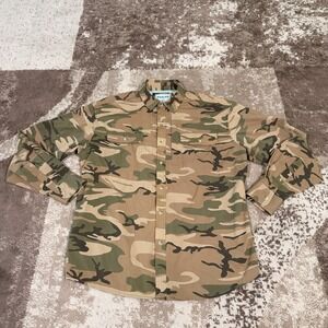 Poncho Shirt Mens Large Button Shirt Green Camo Performance Vented Fishing Flex